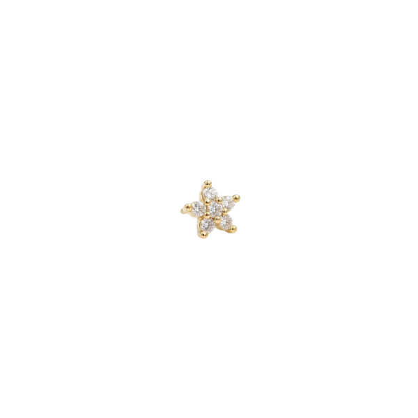 Gold Flower Nose Piercing Stud, Cute Floral Ball End Nose Stud, Simple Style Nose Piercing Jewelry