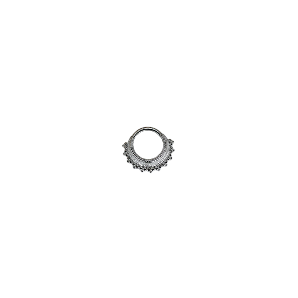 Boho Tribal Septum Ring – Silver Antique Clicker Hoop 16G