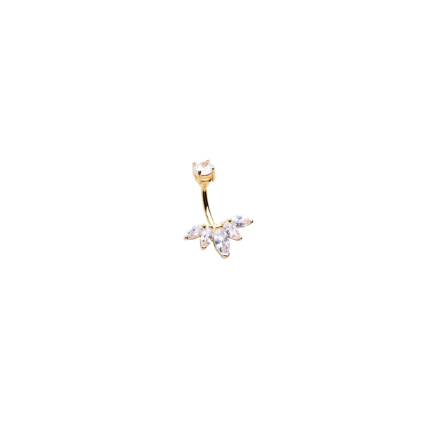 Gold Lotus Belly Button Ring
