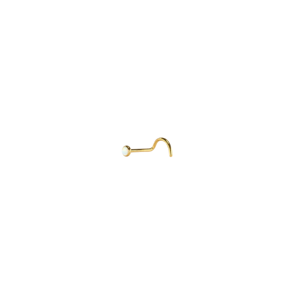 20G Titanium Opal Corkscrew Nose Stud, Implant Grade Titanium S-Shape Opal Nose Piercing, Dainty Body Jewelry