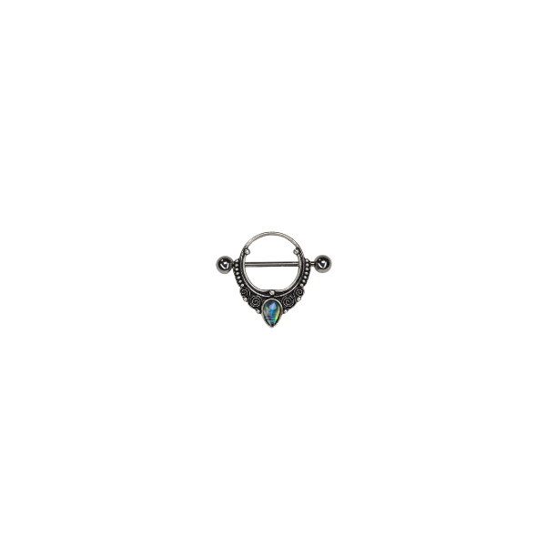 14G Abalone Nipple Ring, Natural Shell Nipple Barbell, Healing Gemstone Body Jewelry, Iridescent Nipple Piercing for Women