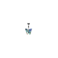 14G Abalone Shell Belly Button Ring, Butterfly Navel Piercing Jewelry, Gold Silver Body Piercing Jewelry