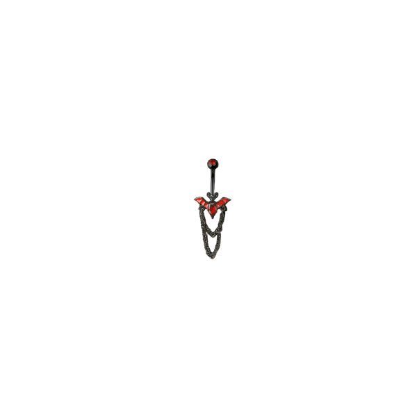 14G Bat Halloween Belly Ring. Red and Black Bat Dangling Belly Piercing. Navel Jewelry. Navel Ring. Gift For Her. Custom Body Jewelry