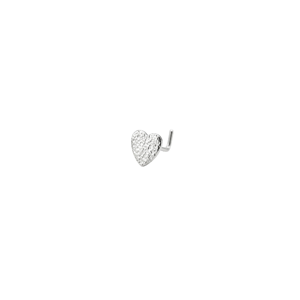 20G Hammered Heart Nose Stud – Straight Nose Pin