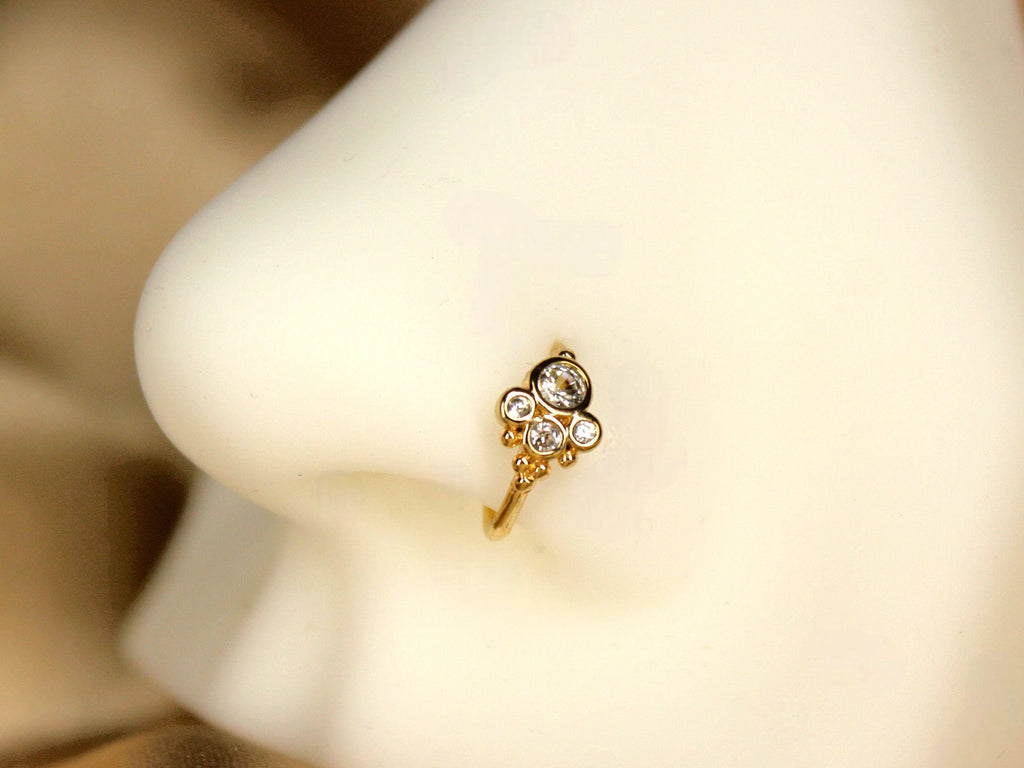 Gold 20G Diamond Nose Hoop – Thin Snug Fit Ring