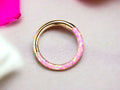 Pink Opal Septum. 16G Dainty Hinged Pink Opal Septum Piercing Jewelry, Unique Body Piercing Jewelry. Segment Hoop