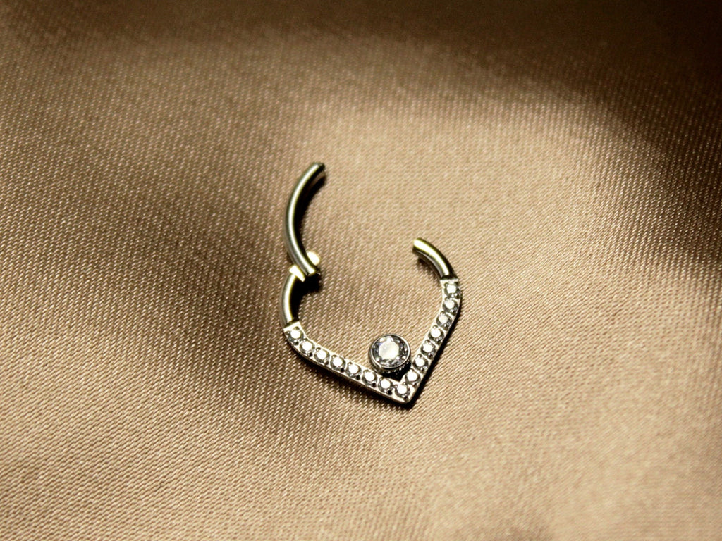 16G Titanium V Shape Septum Clicker Hoop Ring