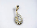 Teardrop Belly Ring, 14G Gold Sparkle Crystal Belly Button Ring, Gem Decor Belly Piercing, Navel Ring Jewelry, Unique Body Jewelry