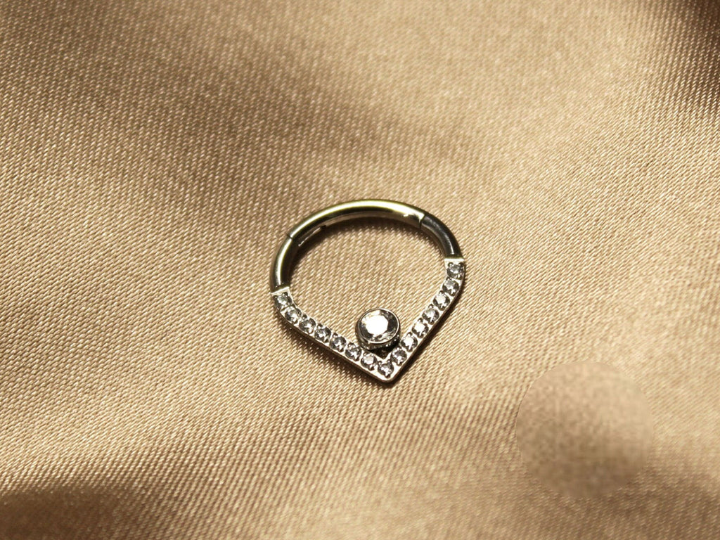 16G Titanium V Shape Septum Clicker Hoop Ring