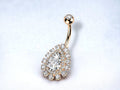 Teardrop Belly Ring, 14G Rose Gold Sparkle Belly Button Ring, Gem Decor Belly Piercing, Navel Ring Jewelry, Unique Body Jewelry