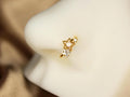 20g Gold Cz Gem Decor Star Nose Ring, Shooting Star Dainty Nose Hoop, Celestial Nose Piercing