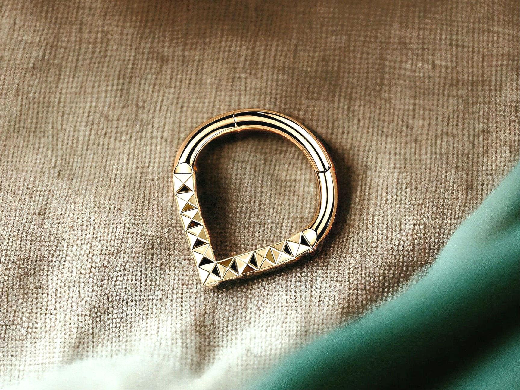 Rose Gold Titanium V Shape Septum Clicker Ring