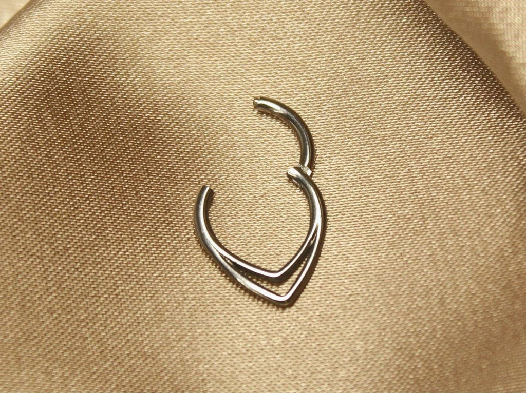 Titanium Double Chevron Septum Clicker Hoop Ring
