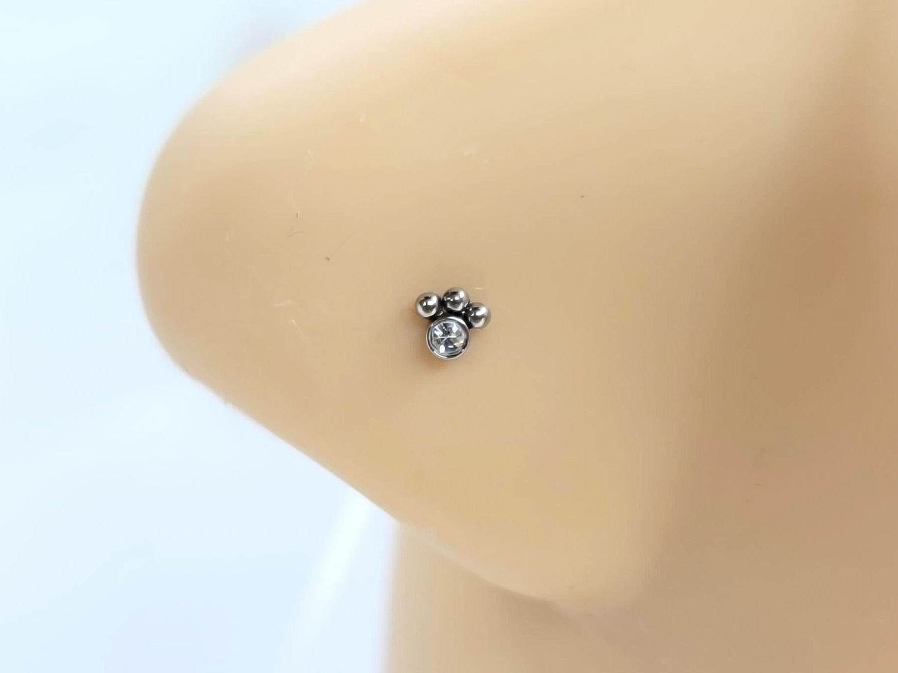 20g Paw Print Nose Stud, Dog Lover L Shape Nose Piercing Jewelry, Animal Lover Nose Ring, Decor Gem Top L Bend Type Nose Piercing Jewelry.