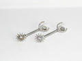 Silver Sun and Crescent Moon Nipple Barbells, 14g Sparkly Sun and Moon Gem Nipple Piercing Jewelry, Custom Body Jewelry, Nipple Rings