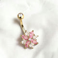 14G Pink Starburst Belly Ring