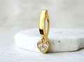 14G Heart Belly Clicker Ring, Sparkle Gem Decor Dangling Gold Heart Belly Button Piercing, Everyday Comfortable Wear Navel Piercing Ring