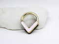 16g White Opal Septum Ring, Simple V Shape Bendable Chevron Opal Glitter Nose Septum Piercing