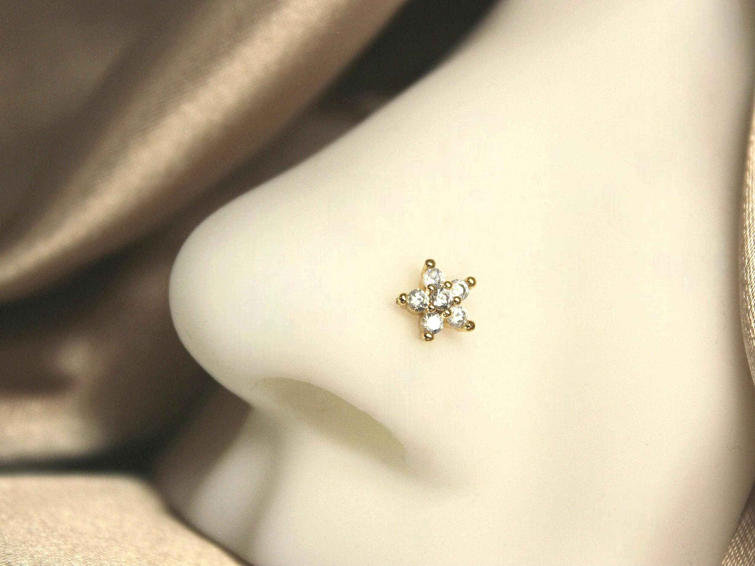 Gold Flower Nose Piercing Stud, Cute Floral Ball End Nose Stud, Simple Style Nose Piercing Jewelry