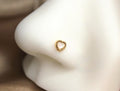 20g Gold Opal Heart Nose Bone Stud, Dainty Heart Top Nose Pin Nose Piercing Jewelry