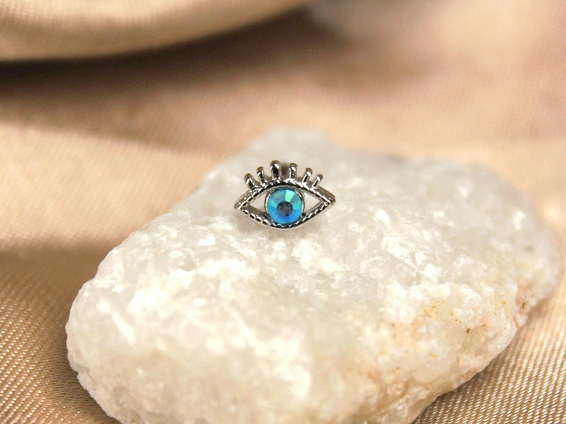 Evil Eye Nose Stud with Ball, 20g Tiny Evil Eye Nose Ring Stud, Simple Style Nose Piercing Jewelry. Custom Body Jewelry.