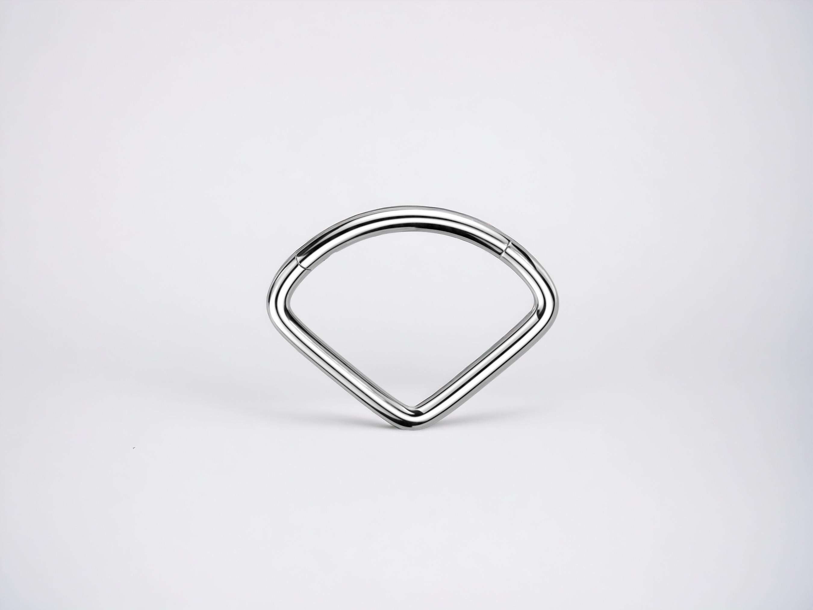 Titanium Septum Clicker Ring, 16G Plain Wide Front V Shape Simple Septum Nose Piercing Hoop, Daith, Septum Piercing