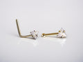 20G Prong Triangle Clear Gem Gold Nose Stud with Ball, L Shaped Nose Stud, Nose Piercing, Simple Style Nose Piercing Jewelry