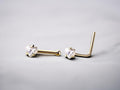 20G Prong Heart Clear Gem Gold Nose Stud with Ball, L Shaped Nose Stud, Nose Piercing, Simple Style Nose Piercing Jewelry