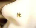 14k Solid Gold Star with Clear Gems Nose Stud, Simple Style Star Nose Piercing Jewelry, Thin Nose Stud Ring. Body jewelry.