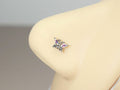 Silver Butterfly Nose Stud, 20g Cz Gem butterfly Nose Piercing, Dainty Aurora Gem L Shape Nose Jewelry