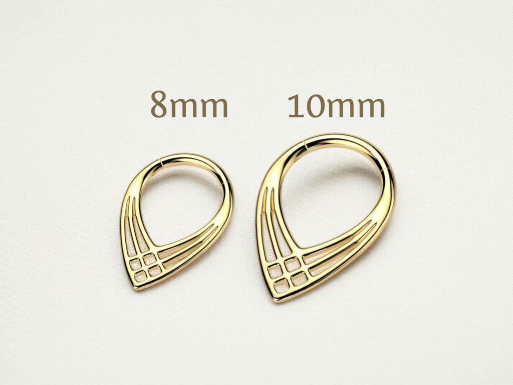 Gold Titanium Septum Ring – 16G Hinged Clicker Hoop