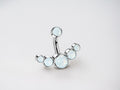 Silver opal belly button ring titanium grade 14G simple opal decor barbell curved belly piercing summer wear body jewelry
