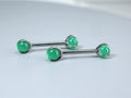 Implant Grade Titanium Green Stone Nipple Barbell, Internally Threaded Titanium Natural Jade Stone Nipple Piercing, Personalized Nipple Ring