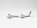 20G Prong Heart Clear Gem Silver Nose Stud with Ball, L Shaped Nose Stud, Nose Piercing, Simple Style Nose Piercing Jewelry