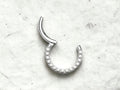 Silver Septum Clicker Ring, 16g Front Facing CZ Gem Segment Hoop Ring, Nose Piercing Hoop Ring