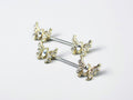 Gold Butterfly Nipple Ring, Nipple Piercing Jewelry, Butterfly End Nipple Barbell