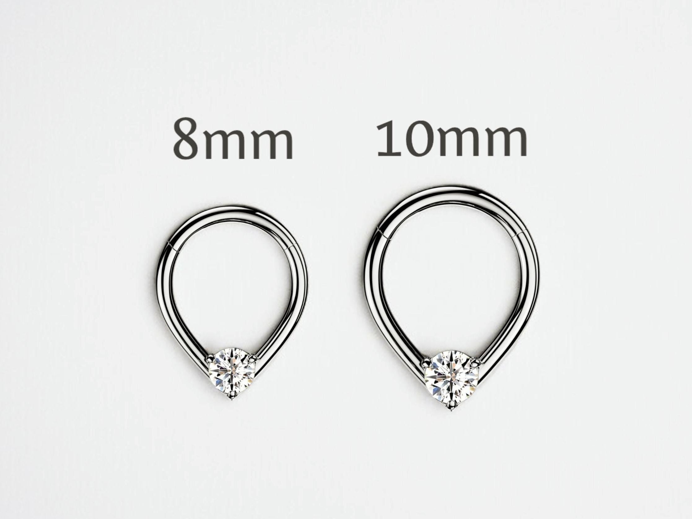 16G Septum Ring, Teardrop Hinged Septum Clicker Hoop Ring, Nose Piercing Ring, Simple V Shape Septum Piercing Jewelry, Nose Piercing Hoop