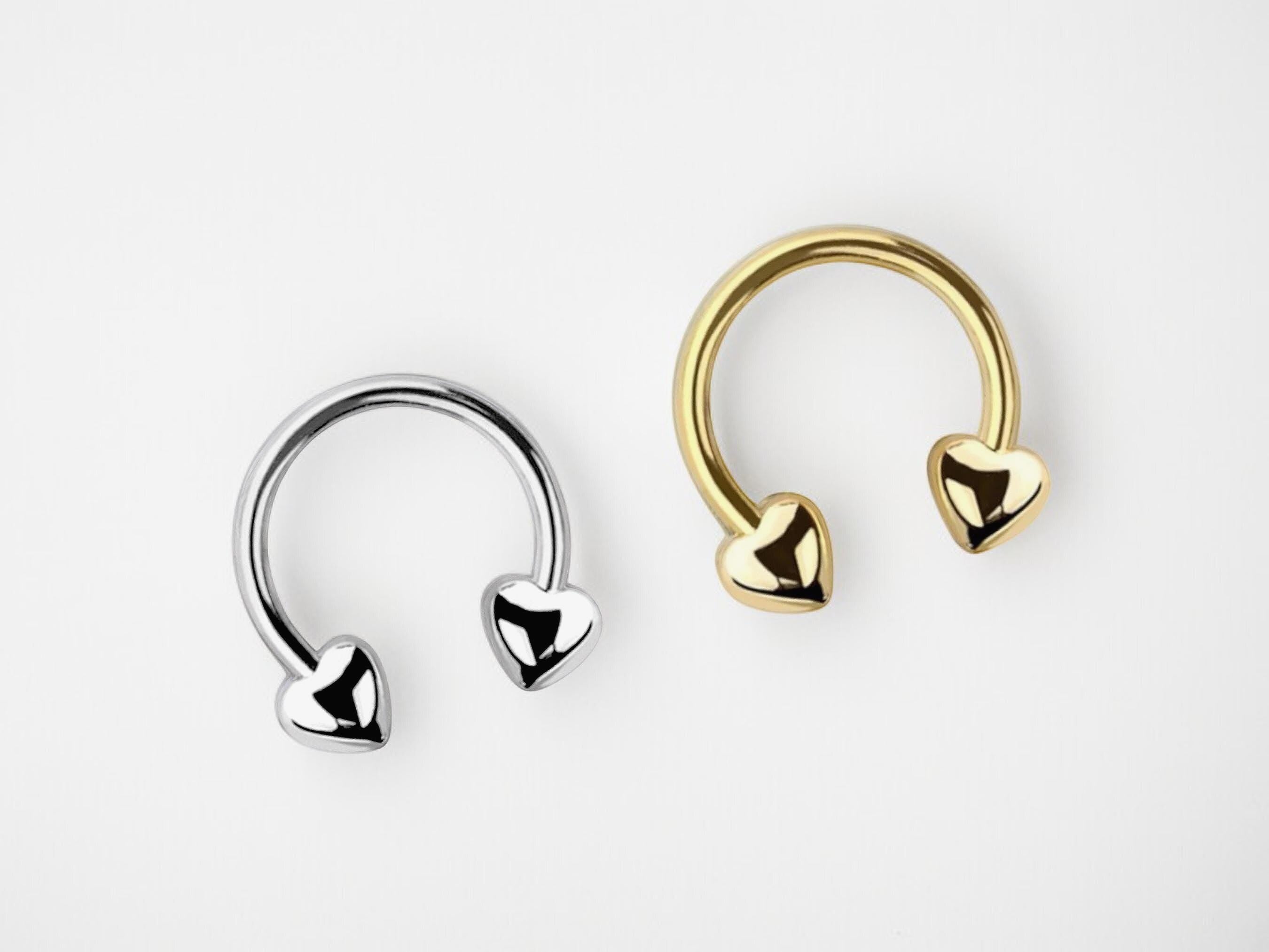 Heart Septum Ring, Small Heart Dangle Septum Piercing Ring, 16g Gold Silver Septum Piercing Nose Piercing Hoop Ring