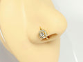 20g Gold Nose Piercing Hoop, Clear Cz Gem Top Bendable Nose Ring, Aesthetic Body Jewelry