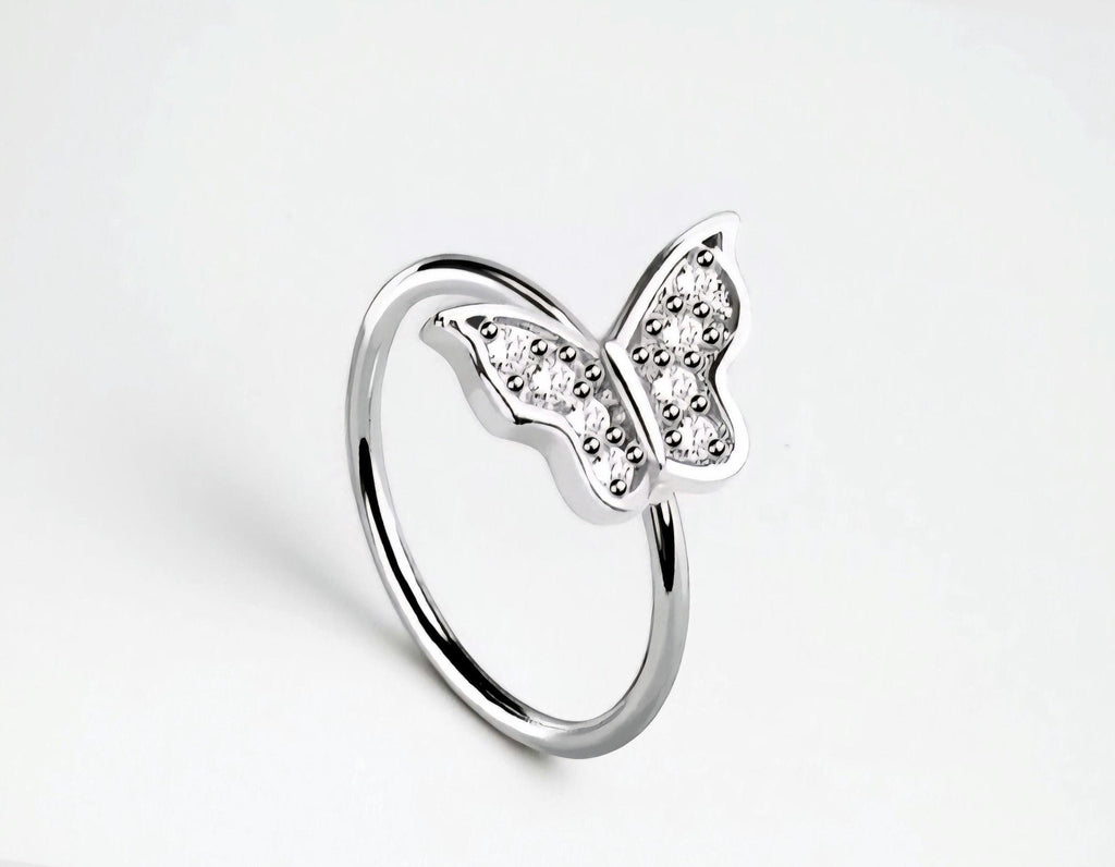 Silver Butterfly Nose Hoop – Bendable 20G Cartilage Ring