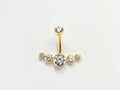 Gold Titanium Belly Ring, CZ Gem, Internally Threaded Navel Piercing