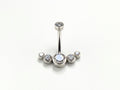Titanium Belly Button Ring, 14G Internally Threaded Navel Ring, Clear Gem Silver Belly Piercing Jewelry, Implant Grade Body Jewelry