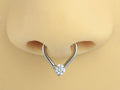 16G Septum Ring, Teardrop Hinged Septum Clicker Hoop Ring, Nose Piercing Ring, Simple V Shape Septum Piercing Jewelry, Nose Piercing Hoop
