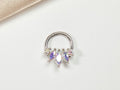 16G Marquise Septum Clicker Ring, 8mm Dainty Leaf Septum Hinged Hoop Ring, Minimalist Septum Nose Piercing Jewelry