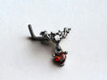 20G Bat L Shaped Nose Stud Halloween, Flying Bat with Red Heart CZ Push In Nose Stud. Simple Nose Piercing Jewelry