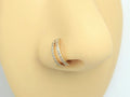20g Double Line Nose Hoop Ring, Cz Gem Two Row Bendable Nose Piercing Hoop Ring