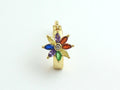 Floral Belly Clicker, Non Dangle Multicolor Navel Ring, Dainty Hinged Belly Button Piercing Jewelry, Navel Jewelry