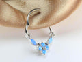 16g 14g Blue Opal Floral Septum Ring, Beautiful Hinged Clicker Hoop, Floral Nose Septum Piercing Jewelry