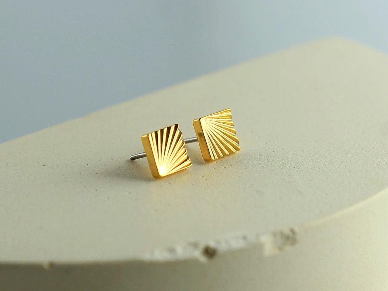 Square Titanium Flat Back Earring, Threadless Push In Stud, Implant Grade for Lobe, Helix, Cartilage Piercing Jewelry