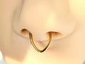 16g Titanium Septum Clicker Ring, Gold Oval Shape Septum Nose Piercing Hoop Ring, Septum Piercing Jewelry